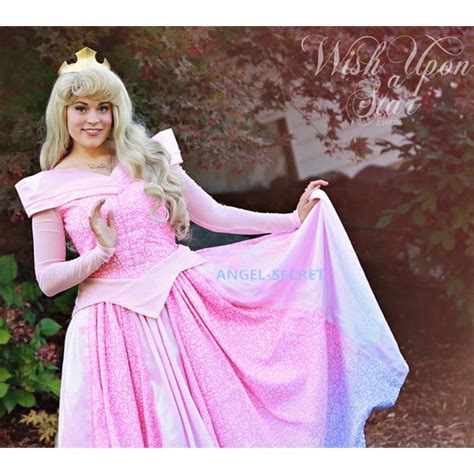 P240 Cosplay Pink Blue Dress Princess Sleeping Beauty Costume Aurora Women