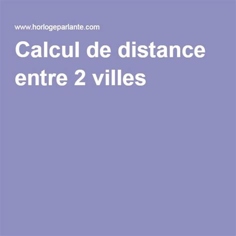 Calcule Distance Entre 2 Villes