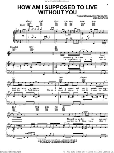 Bolton - How Am I Supposed To Live Without You sheet music for voice