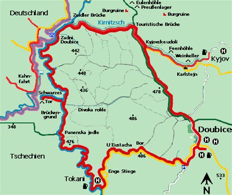 Landkarte tschechische republik (regionen) : = Wanderweg 7 Böhmische Schweiz = Doubice - Kirnitschtal ...