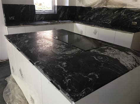 Stunning Silestone Sensa Black Beauty Granite Kitchen Worktop Island Wall Cladding Silestone