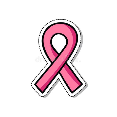 Breast Cancer Awareness Ribbon Doodle Icon Vector Illustration Stock