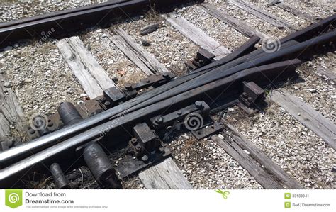 Railroad Tracks Frog Junction Switch Crossing Stock Image