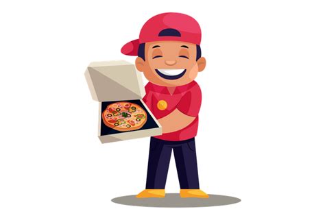 Best Premium Happy Pizza Delivery Man On Skateboard Illustration