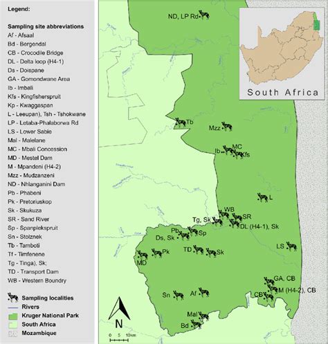 Map Of The Sampling Localities Of African Wild Dogs Lycaon Pictus In