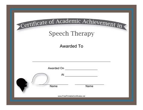 Speech Therapy Academic Achievement Certificate Template Download