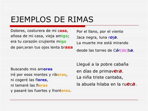 Ejemplos De Rima Asonante Y Consonante Cursos Online Web