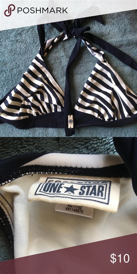 Converse One Star Bikini Top Xl Super Cute Striped Navy And White