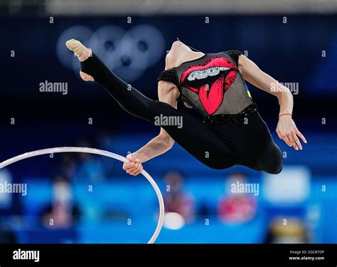 august 6 2021 khrystyna pohranychna during rhythmic gymnastics at the tokyo olympics ariake