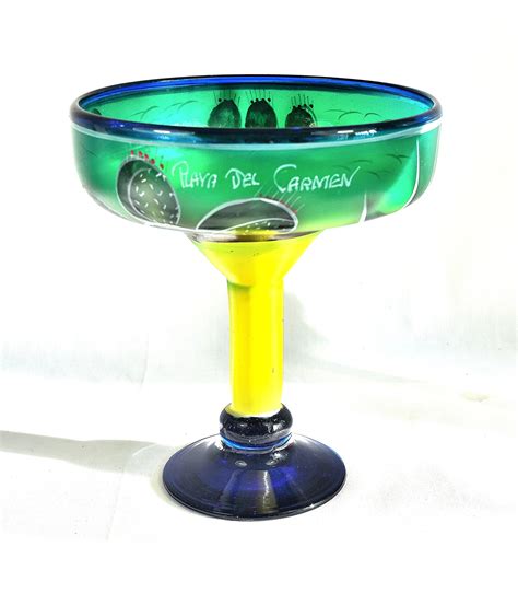 Extra Large Colorful Margarita Glass From Playa Del Carmen Etsy