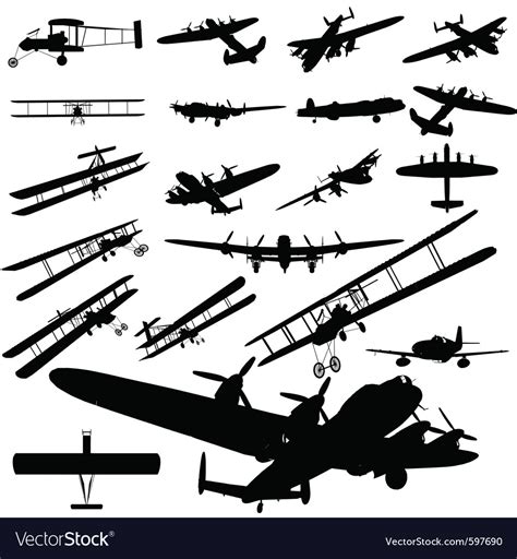 Old Plane Silhouette Royalty Free Vector Image