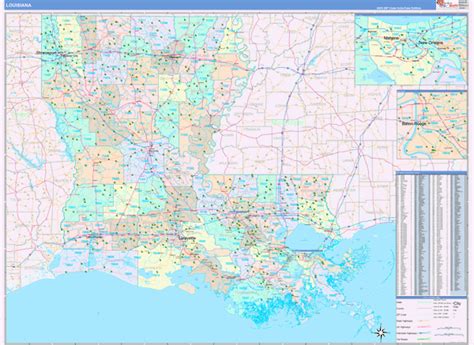 Louisiana Wall Map Color Cast Style By Marketmaps Mapsales