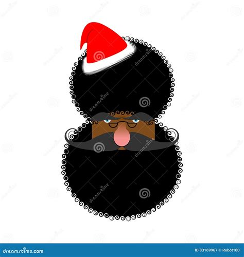 Black Santas Face African American In Claus Hat Stock Vector