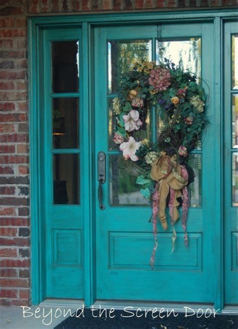 It's rich, warm, golden tones interwoven with dense but delicate grain complement a wide range of light to medium brick, siding and stucco colors. More Turquoise Front Doors - Beyond the Screen Door