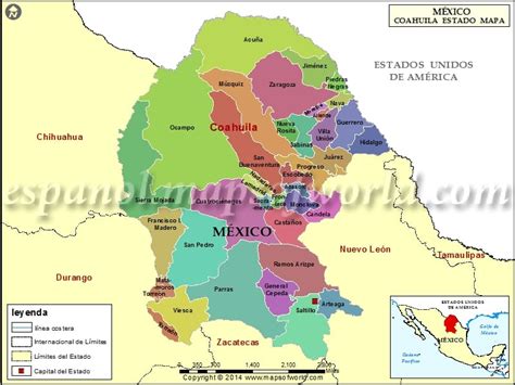 Mapa De Coahuila Estado De Coahuila Mexico