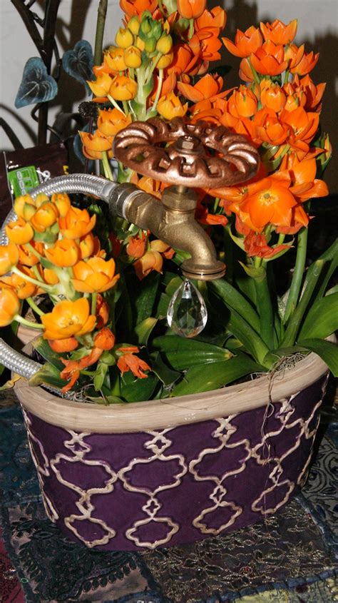 Funky garden accessories, including mail boxes, lanterns and boot racks. faucet with crystal water drop = centerpiece (With images ...
