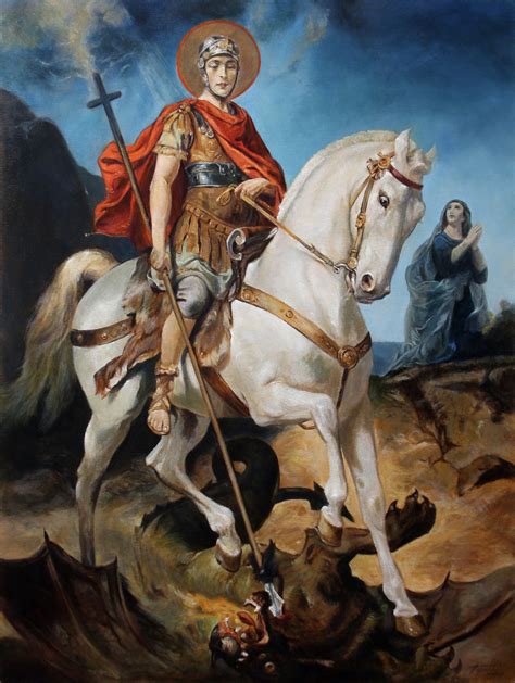 Saint George And The Dragon Religious Oil Painting Fine Arts