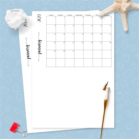 Download Printable Simple Monthly Calendar Grid Pdf Download