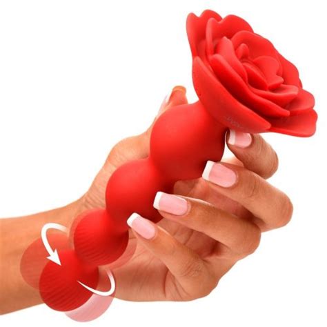 Bloomgasm Rose Twirl Vibrating And Rotating Silicone Anal Beads Sex Toy