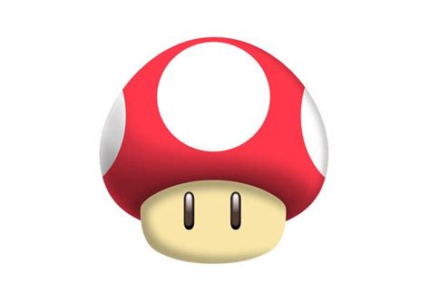 A Red Mushroom With Two White Circles On Its Head And Eyes Viewed