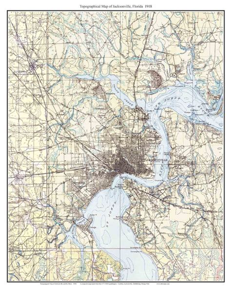 Jacksonville 1918 Custom Usgs Old Topo Map Florida Old Maps