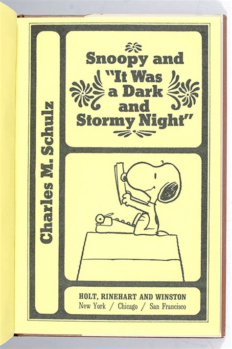Snoopy And It Was A Dark And Stormy Night Charles M Schulz First