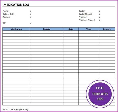Medication Log Template