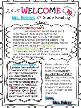 Student Welcome Letter , back to school letter, meet your ...