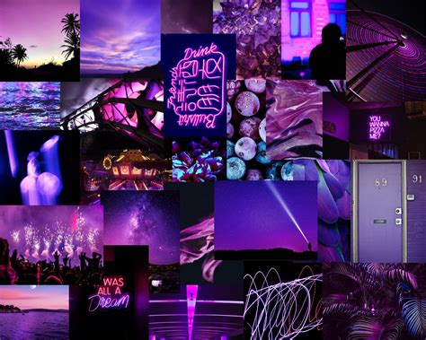 Aesthetic Purple Collage Laptop Wallpaper