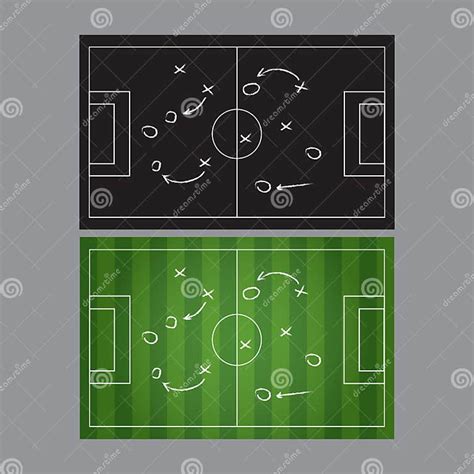 Soccer Or Football Game Strategy Plan Realistic Blackboard Vector