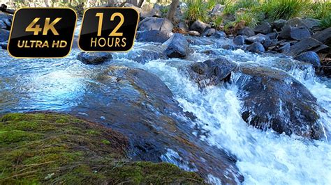 12 hours of 4k relaxing outdoor running stream sounds waterfall running and trickling stream