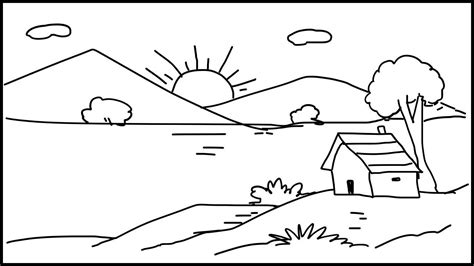 Otherwise, if you paint step by step, the occasional landscape will be completely gone. How to draw Sunrise secenery \ Sunrise scenery drawing \ landscape step ... | Landscape steps ...