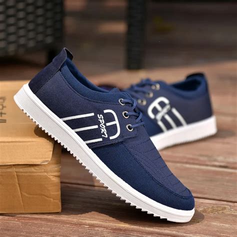 New Fashion Breathable Canvas Mens Shoes Lace Up Solid Flats Spring