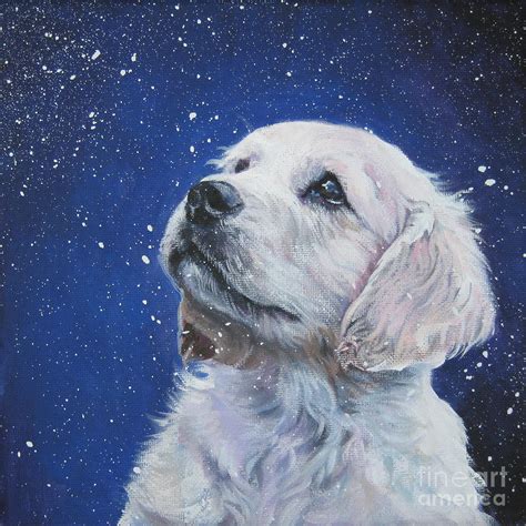 Golden Retriever Pup In Snow Painting By Lee Ann Shepard