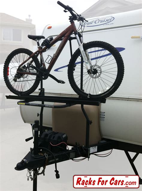 Arvika 2 Bike Rack With Travel Trailer Bracket Holding A Bike Right