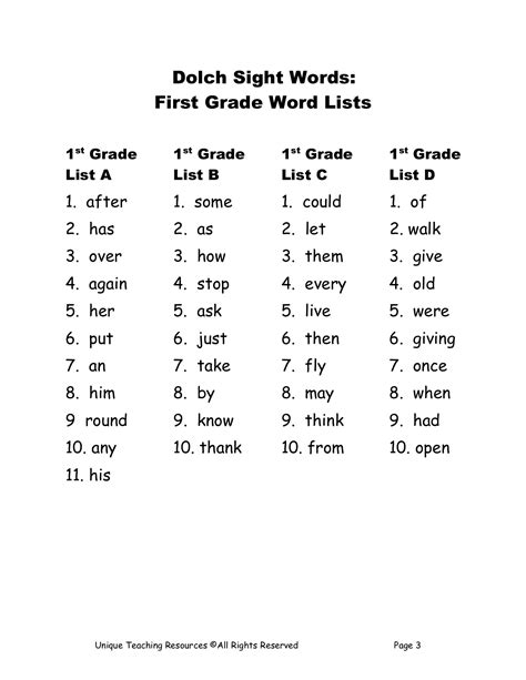 8th Grade Sight Words