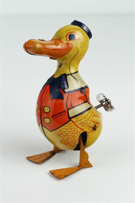 Vintage J Chein Walking Duck Wind Up Tin Toy 5 Tall Tin Toys