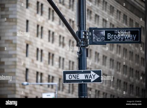 Broadway And One Way Traffic Sign Stock Photo Alamy