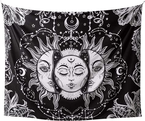 Dasyfly Sun And Moon Tapestry Wall Hangingblack And White Mystic