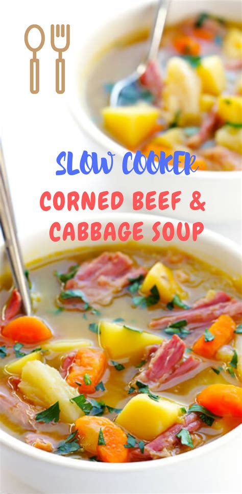 Add quartered cabbage and finish cooking until vegetables are soft but not too soft. SLOW COOKER CORNED BEEF AND CABBAGE SOUP | THEATER KITCHEN