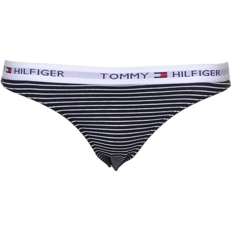 Tommy Hilfiger Womens Iconic Cotton Bikini Brief White Black Stripe