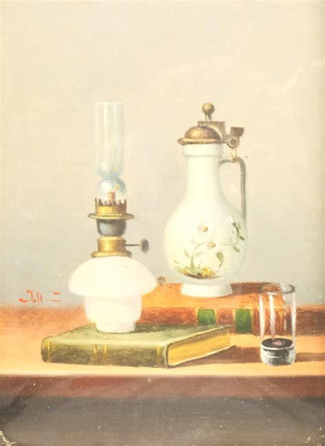 Jolley 20th Century Still Life With Jug And Lamp Oil On Copper