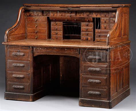 Vintage Wood Desk With Drawers