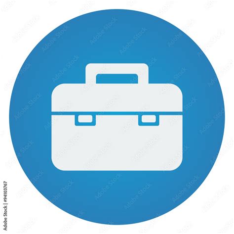 Flat White Briefcase Icon On Blue Circle Stock Vector Adobe Stock