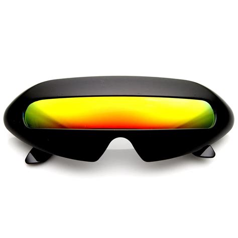 Retro Futuristic Cyclops Mirrored Lens Wrap Around Sunglasses 9125 Zerouv