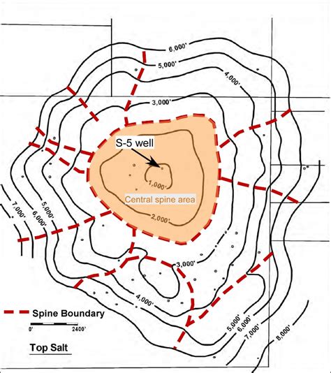 Top Of Salt Map For Sour Lake Salt Dome Showing The Central Salt Spine