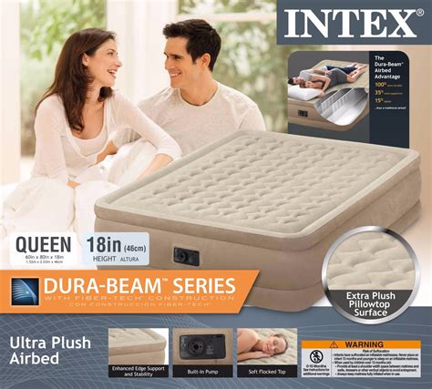 Intex Queen Raised Ultra Push Fiber Tech Air Bed Mattress Air Bed W Pump 64457e 78257318612 Ebay