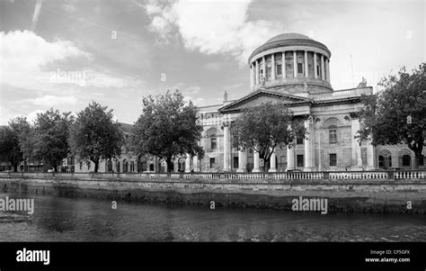 River Liffey And Four Courts Building In Dublin Irish Capital City