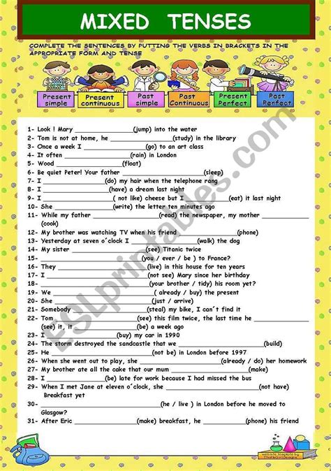 An Intermediate Worksheet To Revise The English Tenses Present Simple