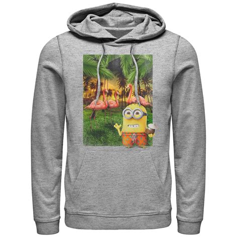 Mens Despicable Me Minion Flamingo Vacation Pull Over Hoodie Fifth Sun